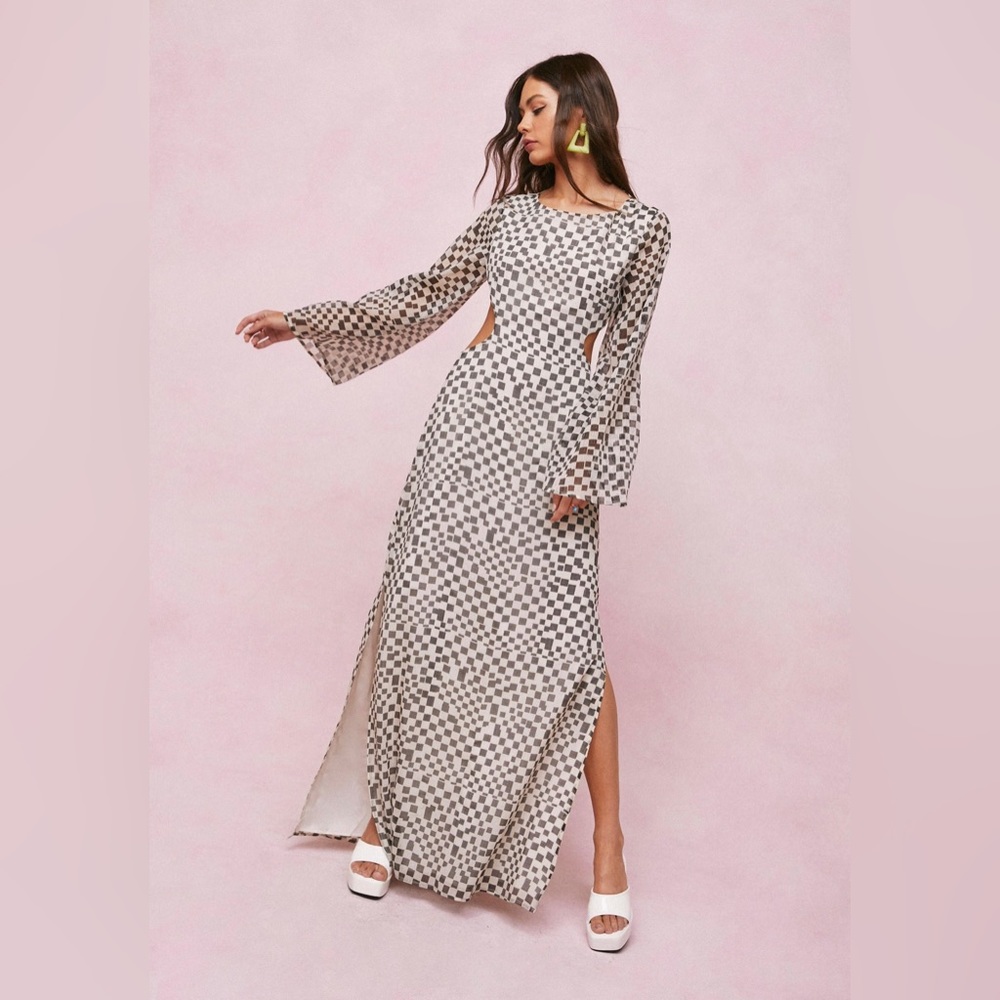 Nasty Gal checkerboard maxi dress NWT